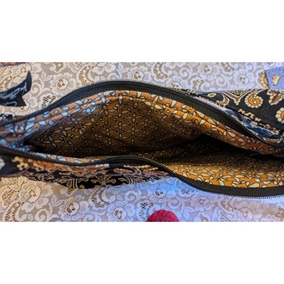 Vera Bradley Cafe Latte Black & Brown Shoulder Tote Bag with front zip pockets - Picture 4 of 5